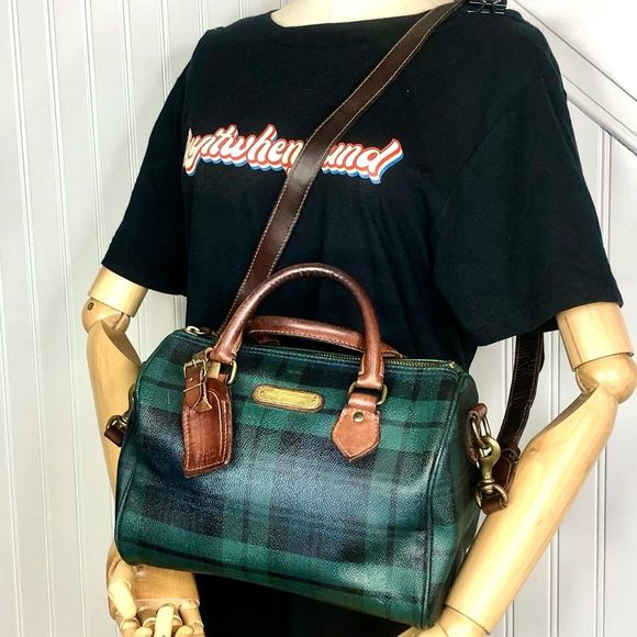 W Ralph Lauren Black Watch Plaid Boston Speedy Travel Bag - Picture 3 of 17